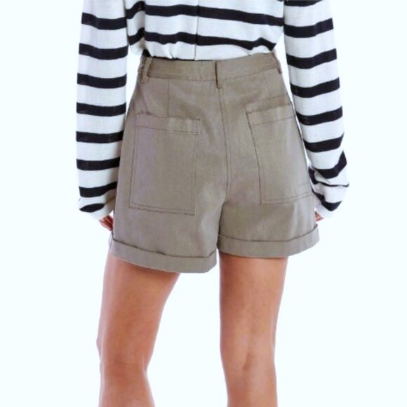 La Ligne NY High Waist Patch Pocket Shorts Mushroom Size 14 NWT - Orig. $250 - Picture 2 of 11